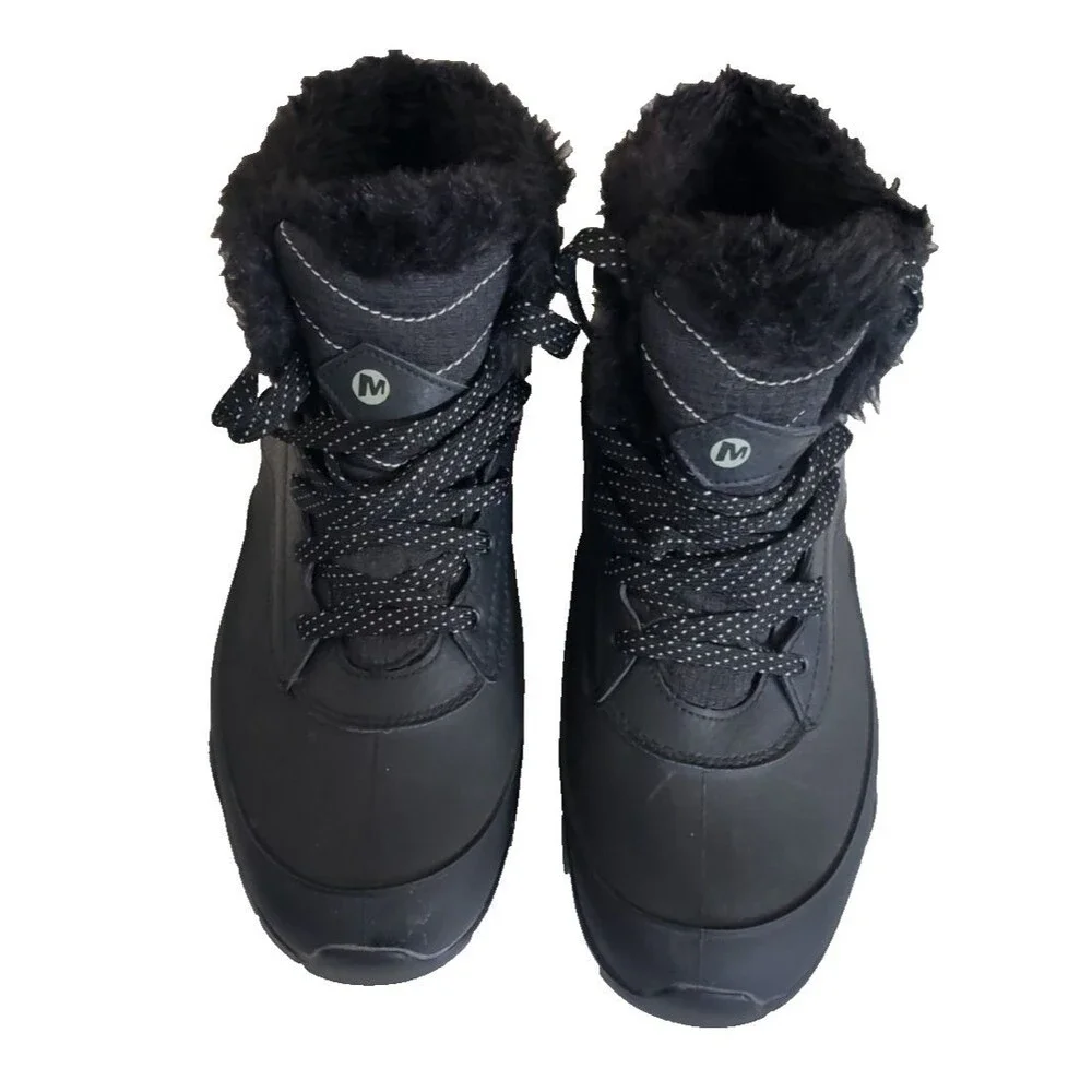 Merrell Aurora 6 Ice Waterproof Winter Boots Women's SZ 10 Black Faux Fur Lined
